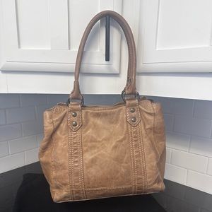FRYE Brown Leather Handbag with Distressed Leather - Melissa Tote